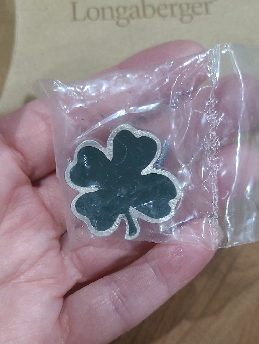 Longaberger Shamrock Replacement Knob With Box